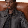 Alkan Zip Up Two Tone Leather Jacket