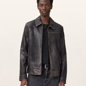 USM018LB-839 Alkan Zip Up Two Tone Leather Jacket