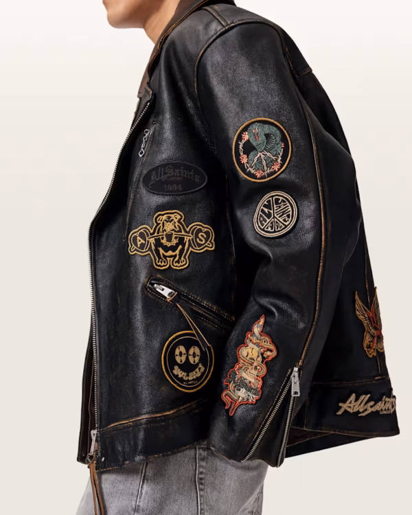 Hays Leather Biker Patch Jacket