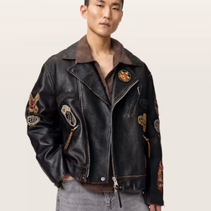 Hays Leather Biker Patch Jacket