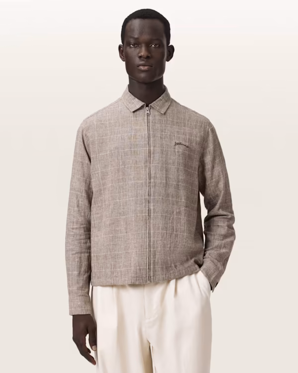 USM045OE-10512 Keal Linen Blend Embroidered Check Jacket